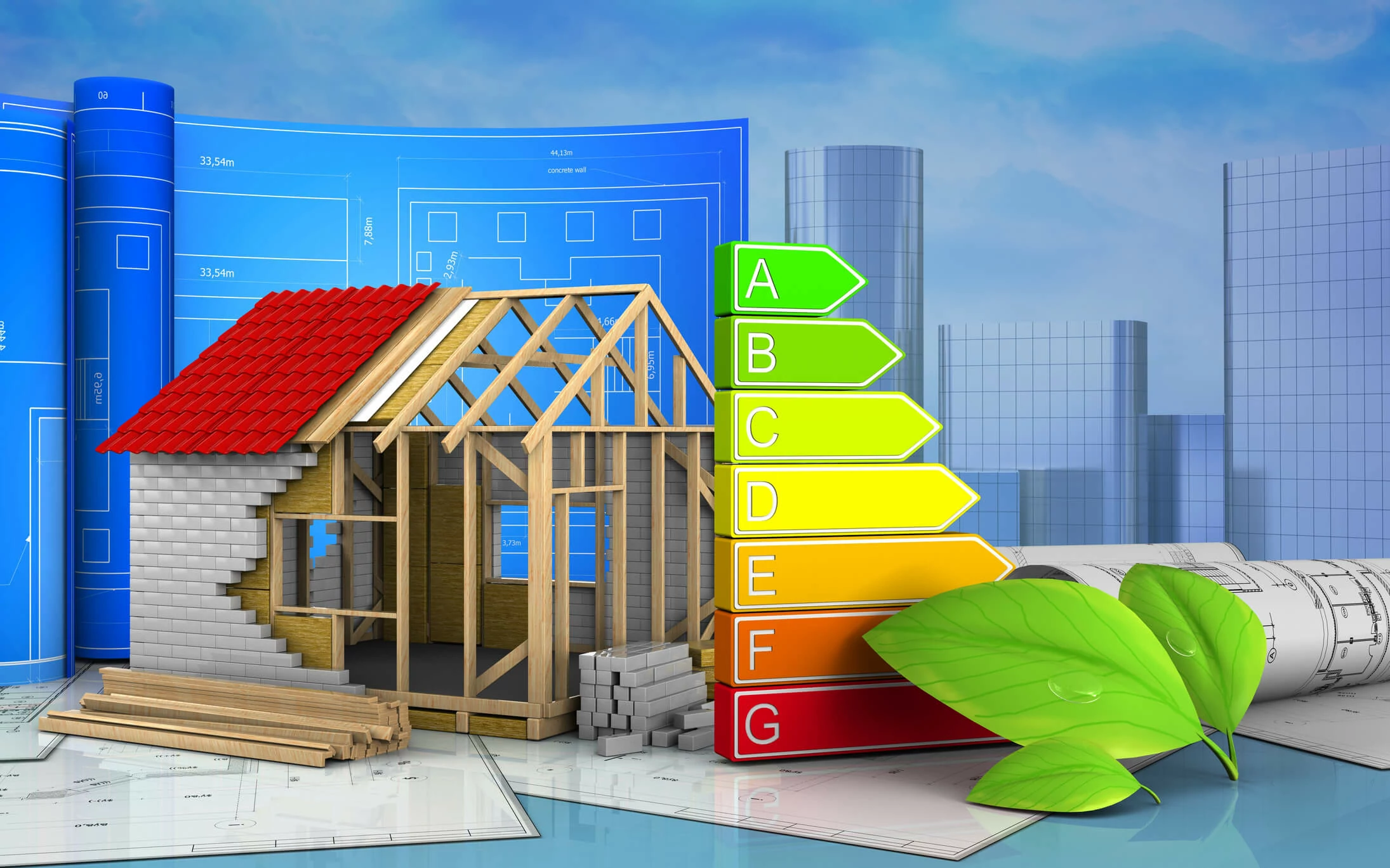 Maison en construction, plan de construction et classe énergétique