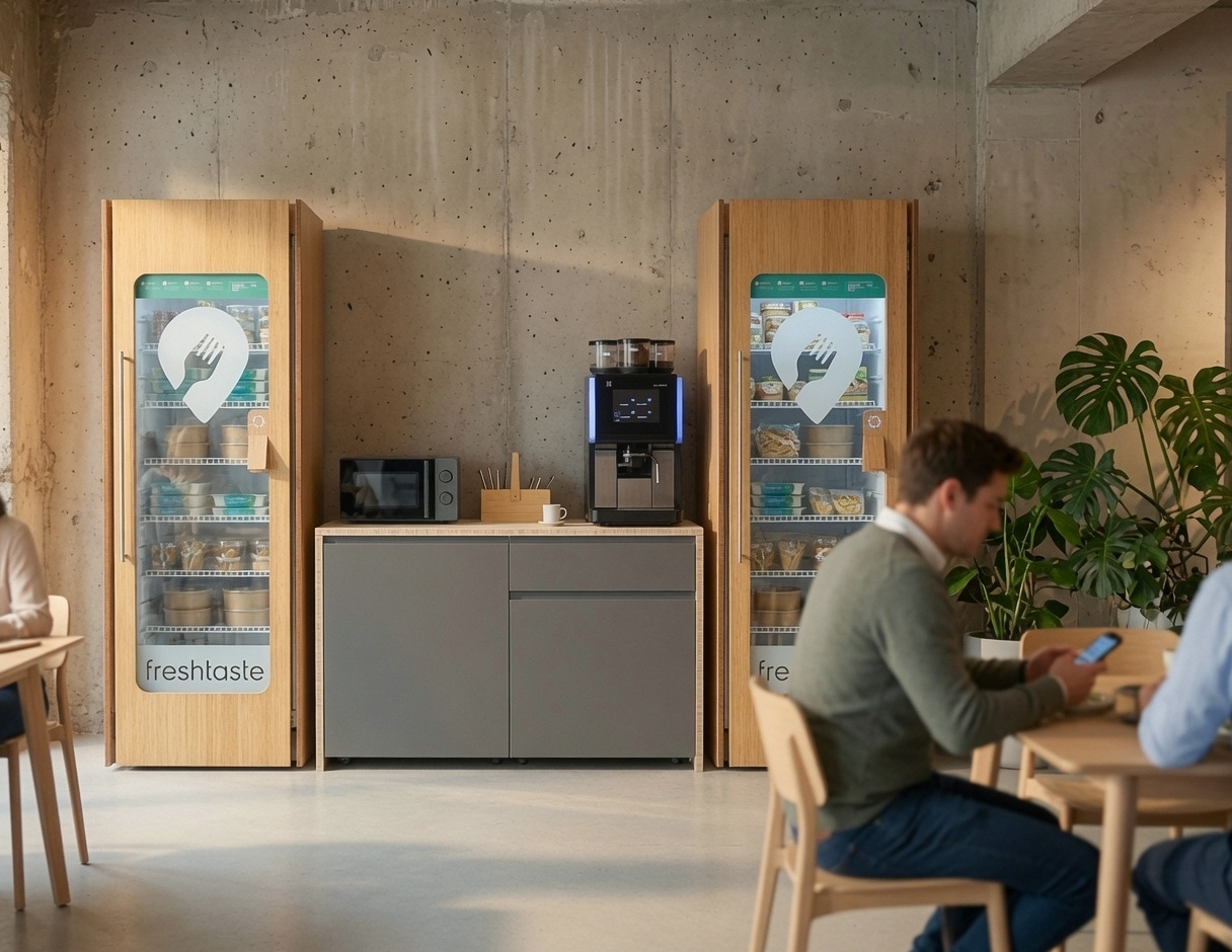 Mock up: so könnte es bei euch im Pausenraum mit freshtaste aussehen