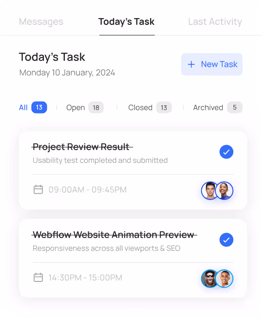 Today's task UI Snippet