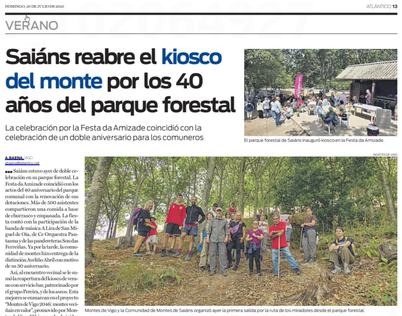 Reportaxe de Atlántico Diario sobre os recursos recreativos dos montes de Saiáns