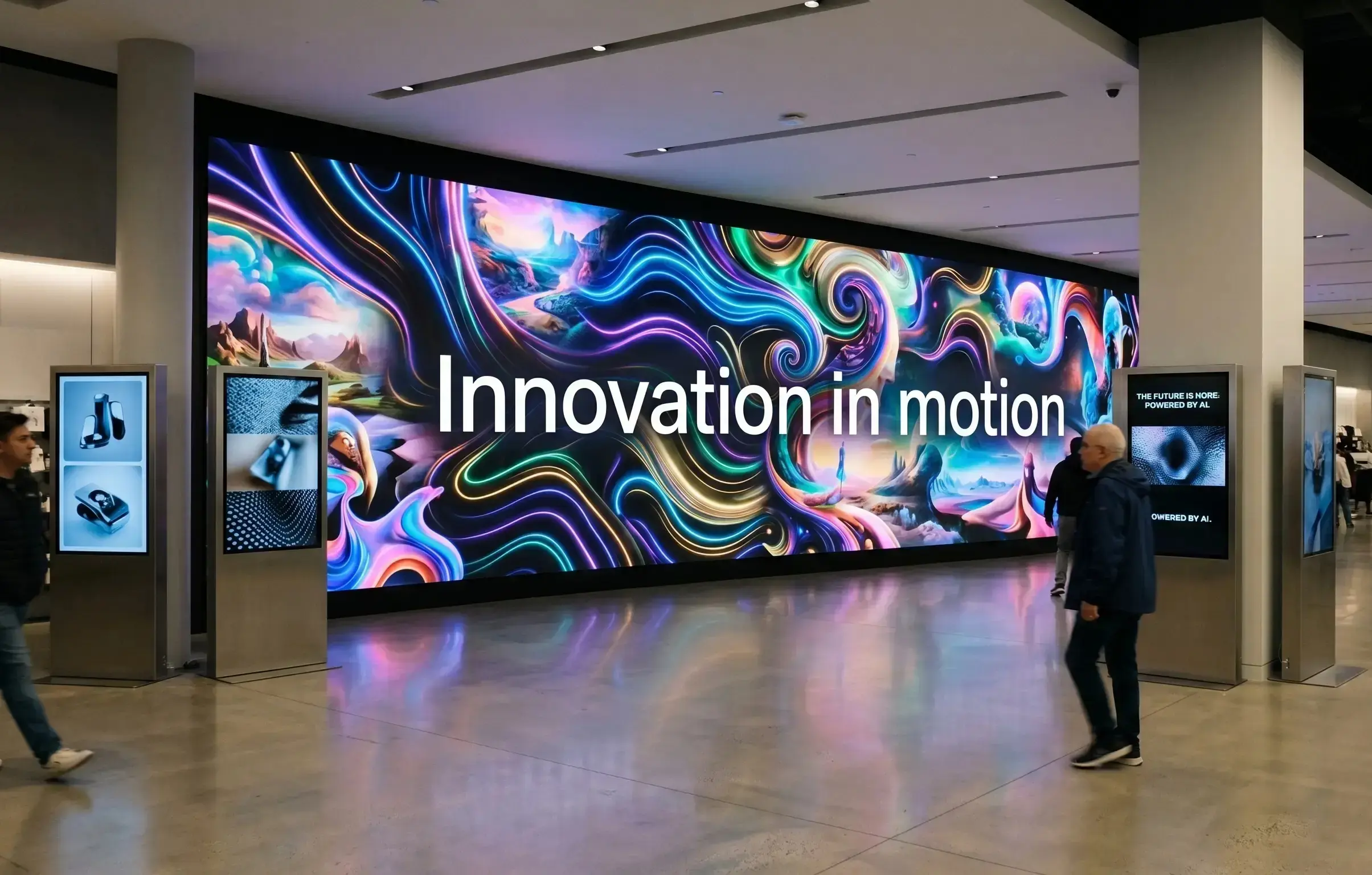 AI-generated content on a digital signage LED video wall in 2026