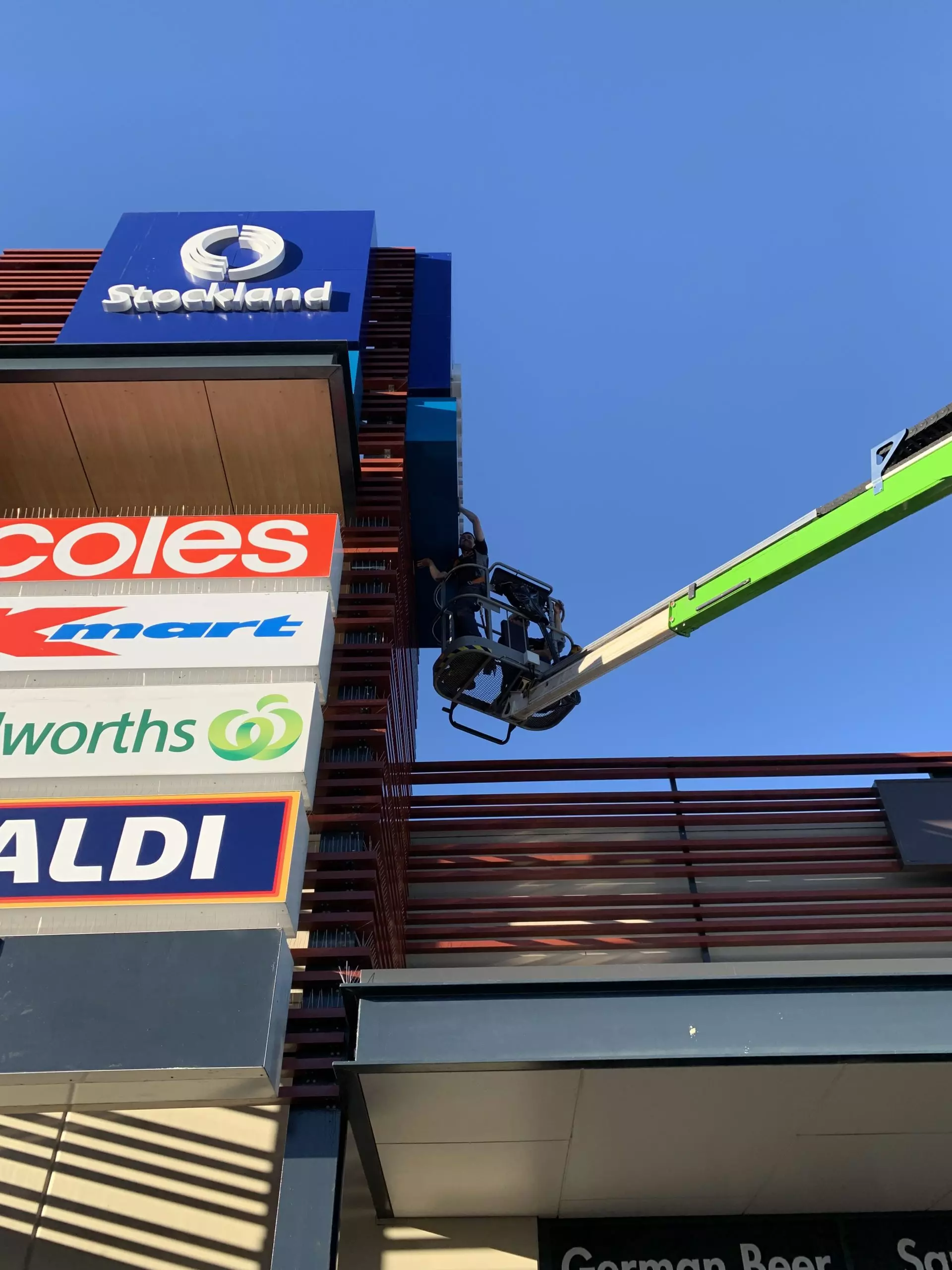 Completed pylon signage lighting upgrade at Stockland shopping centre