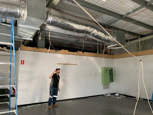Commercial electrical fit-out progress at Metcash building