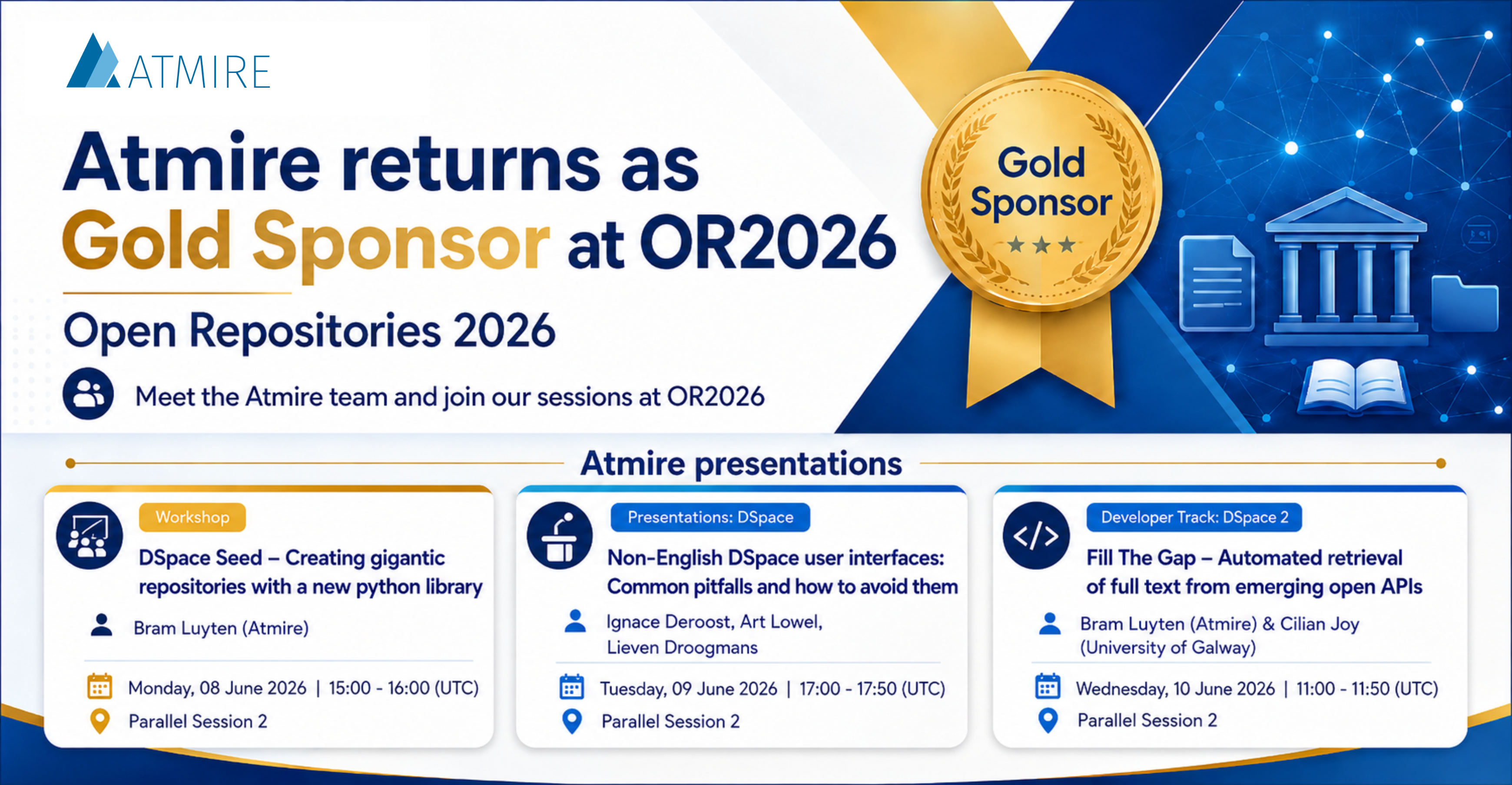 Atmire returns as Gold Sponsor for OR2026