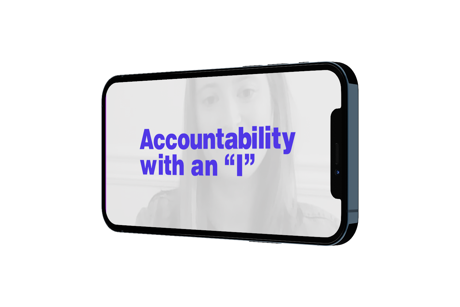 A cell phone with the words, acconttability with an i '