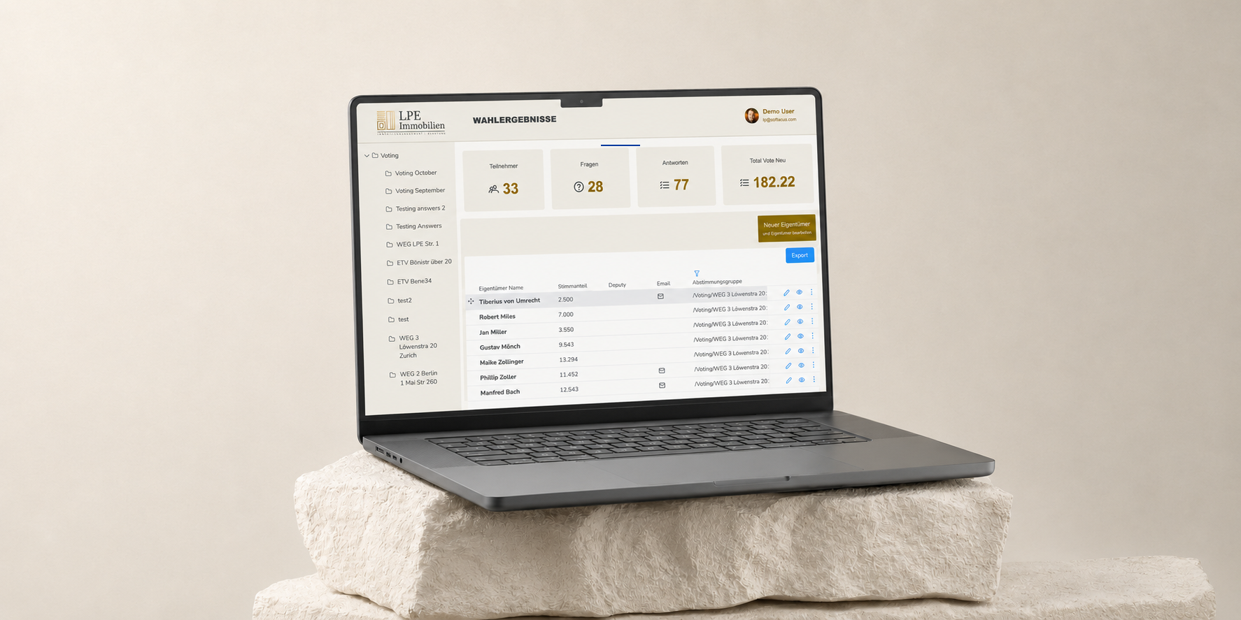 Voting management system app interface