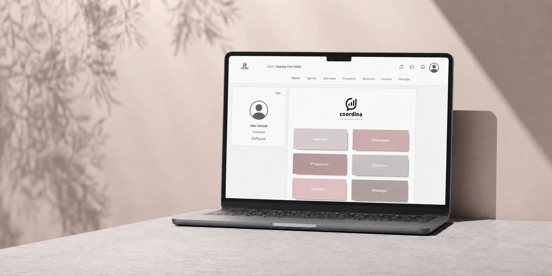 Event management system app interface