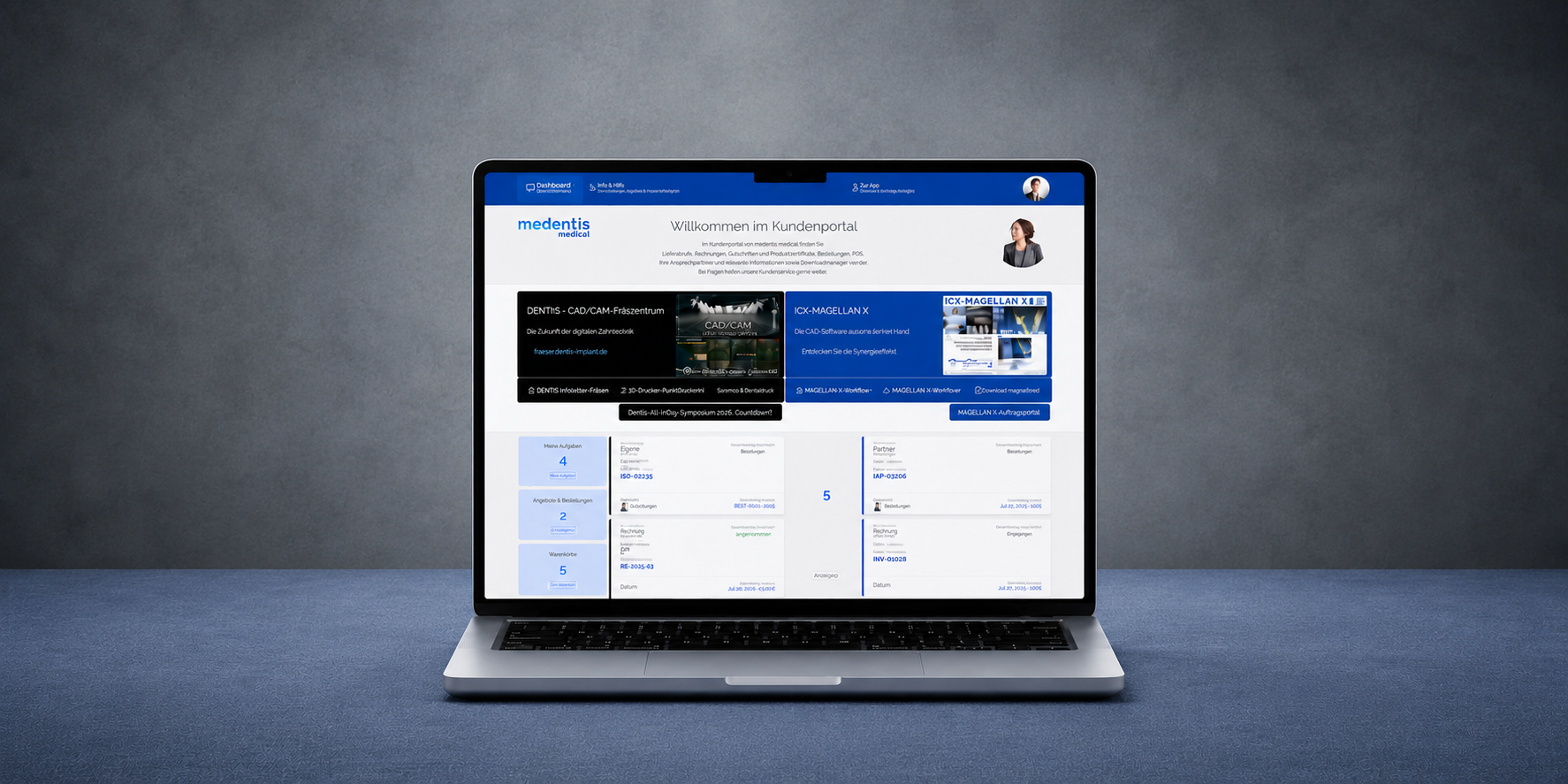 Medentis dental order management app interface