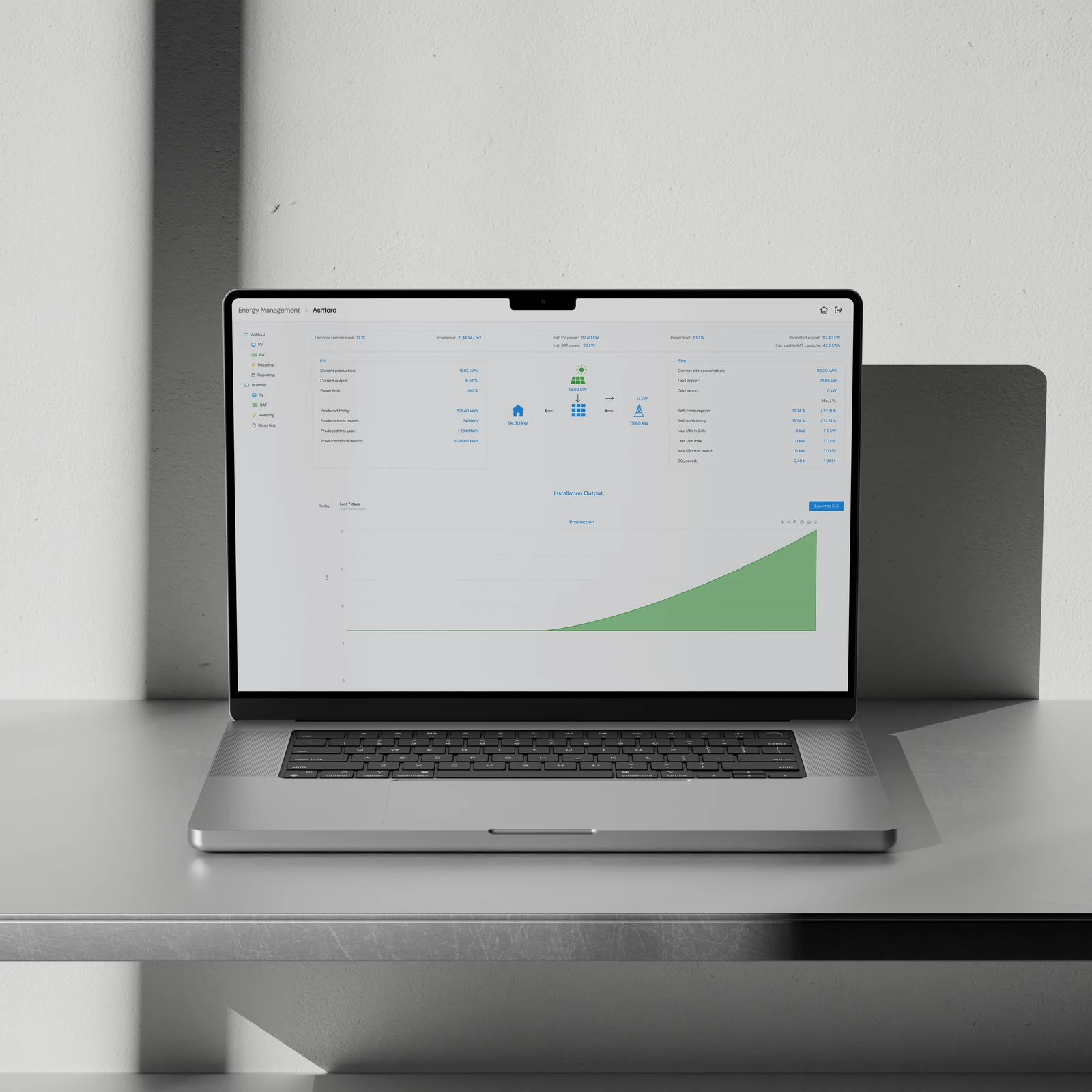 Solar management system app interface