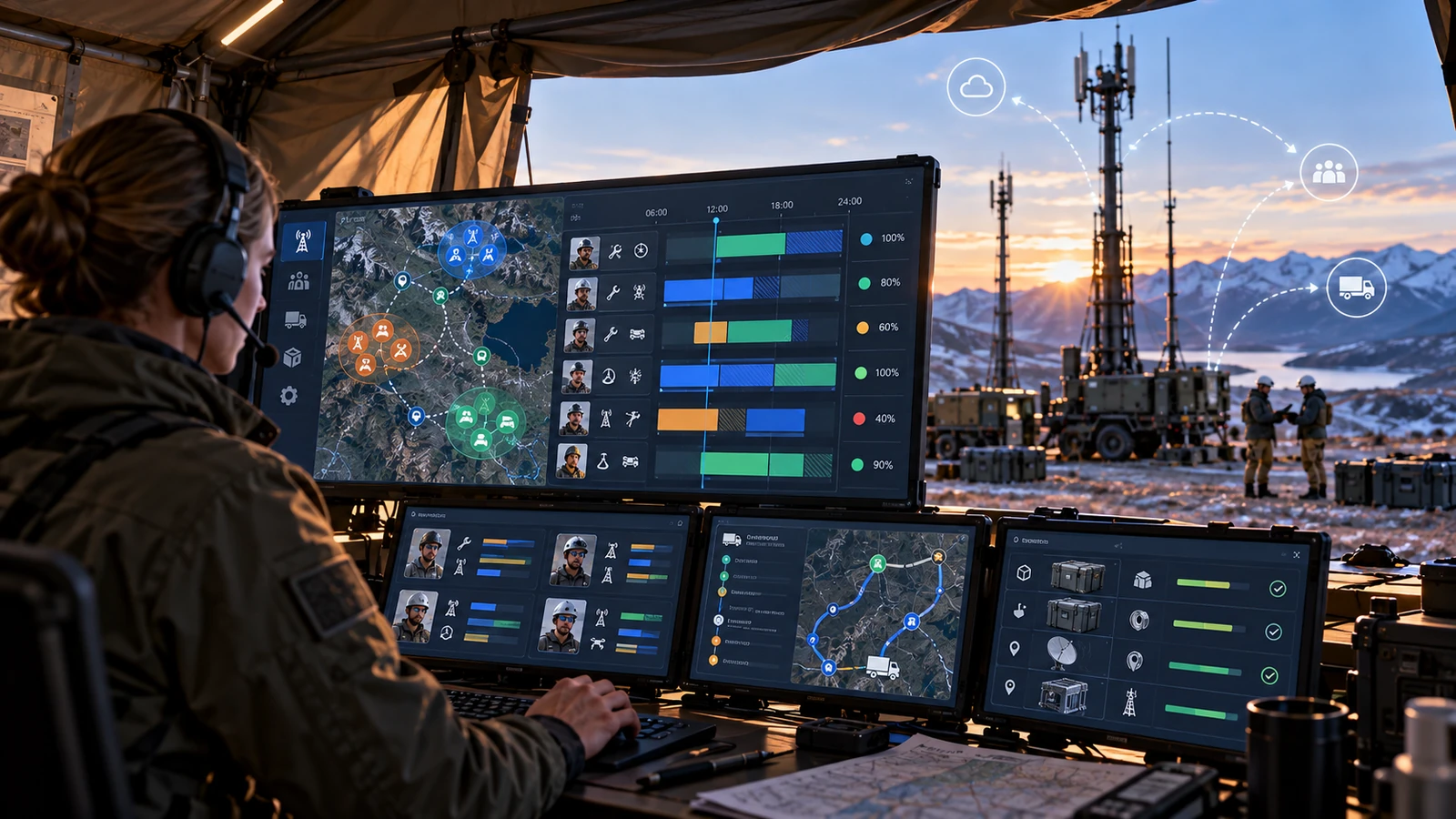 Industrial asset management dashboards at a remote communications site