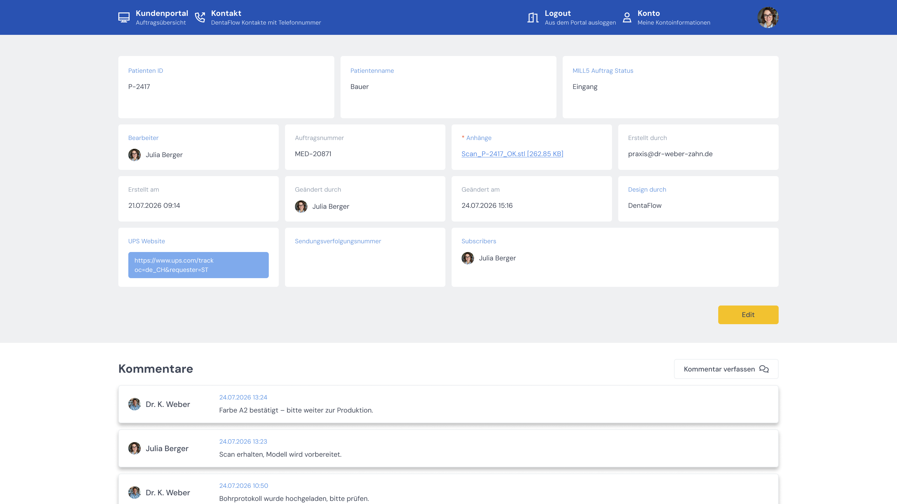 DentaFlow mobile-optimized interface
