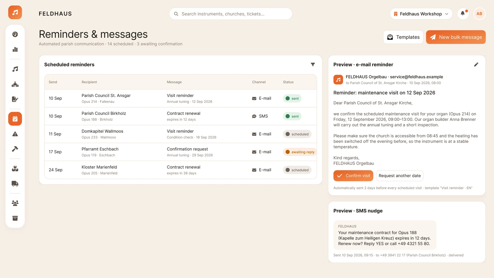 Automated customer communication screen