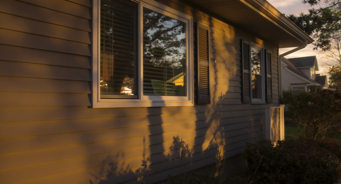 Close-up twilight exterior with sun direction matched for realistic shadows and natural color balance.