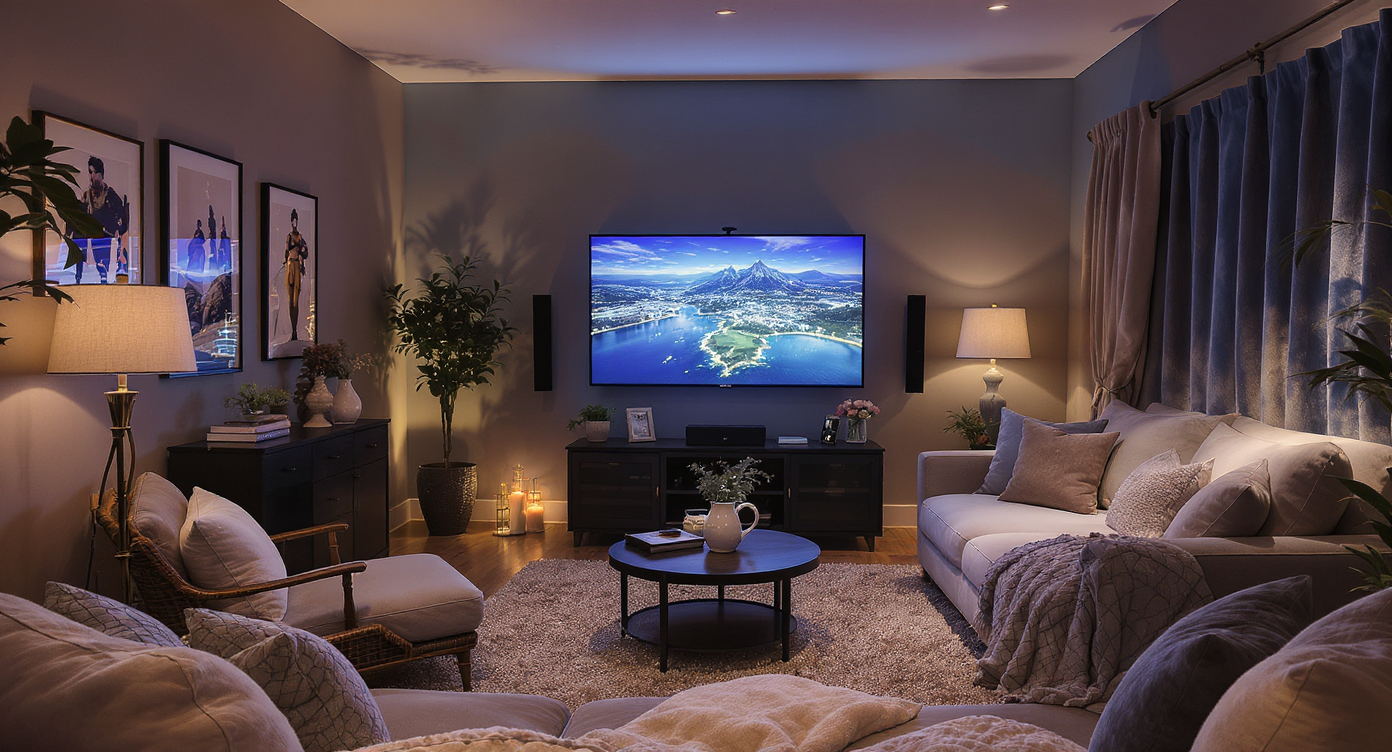 A tranquil game room with soft seating and calming decor designed for relaxation and leisure.