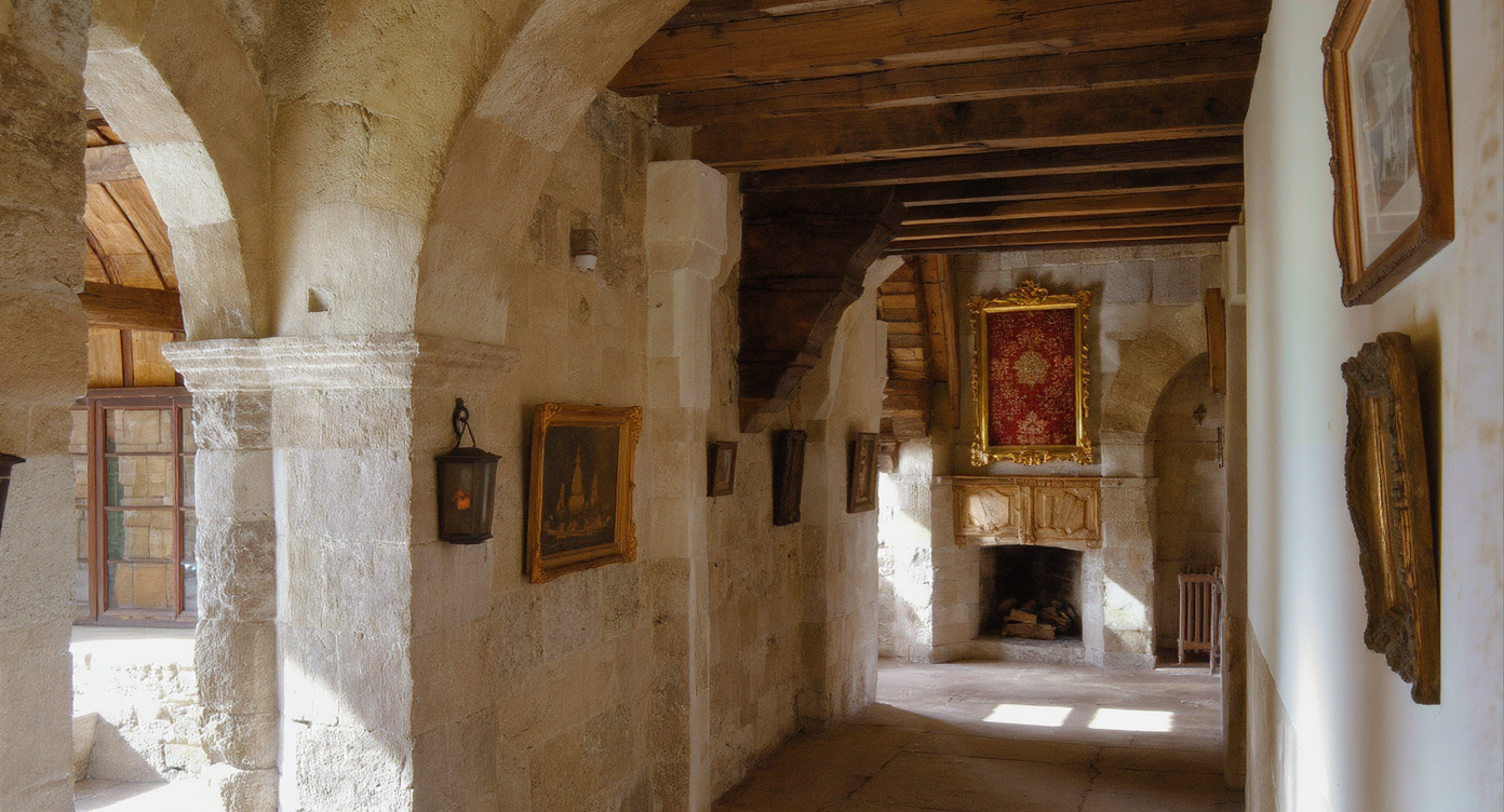 Architectural features showing the blend of historic and modern design in Diane Keaton's home.