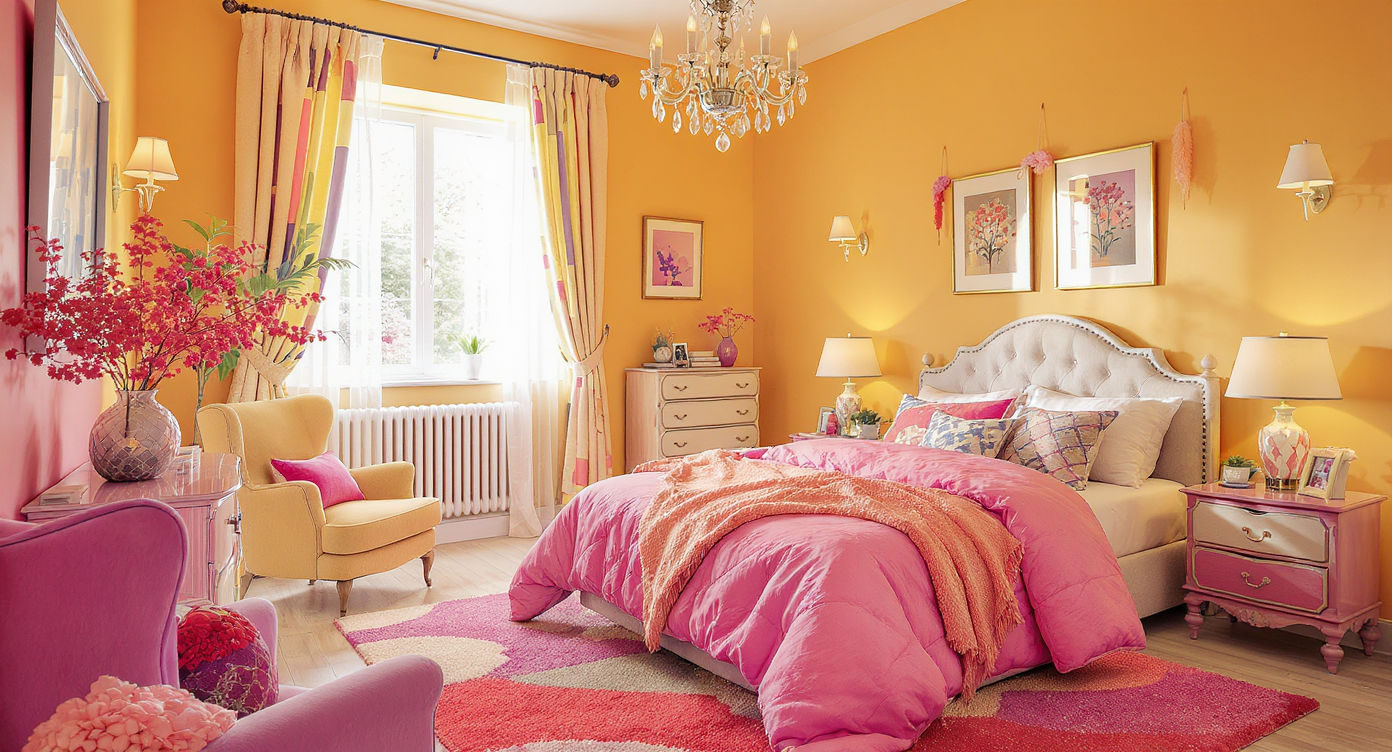 A vibrant visualization of a perfectly designed bedroom sanctuary that epitomizes comfort and tranquility.