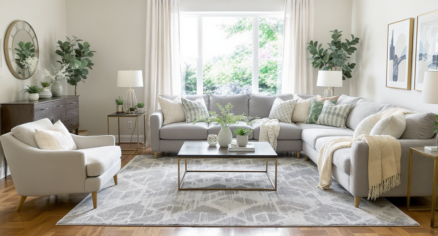 A thoughtfully arranged living room promoting flow and focus.