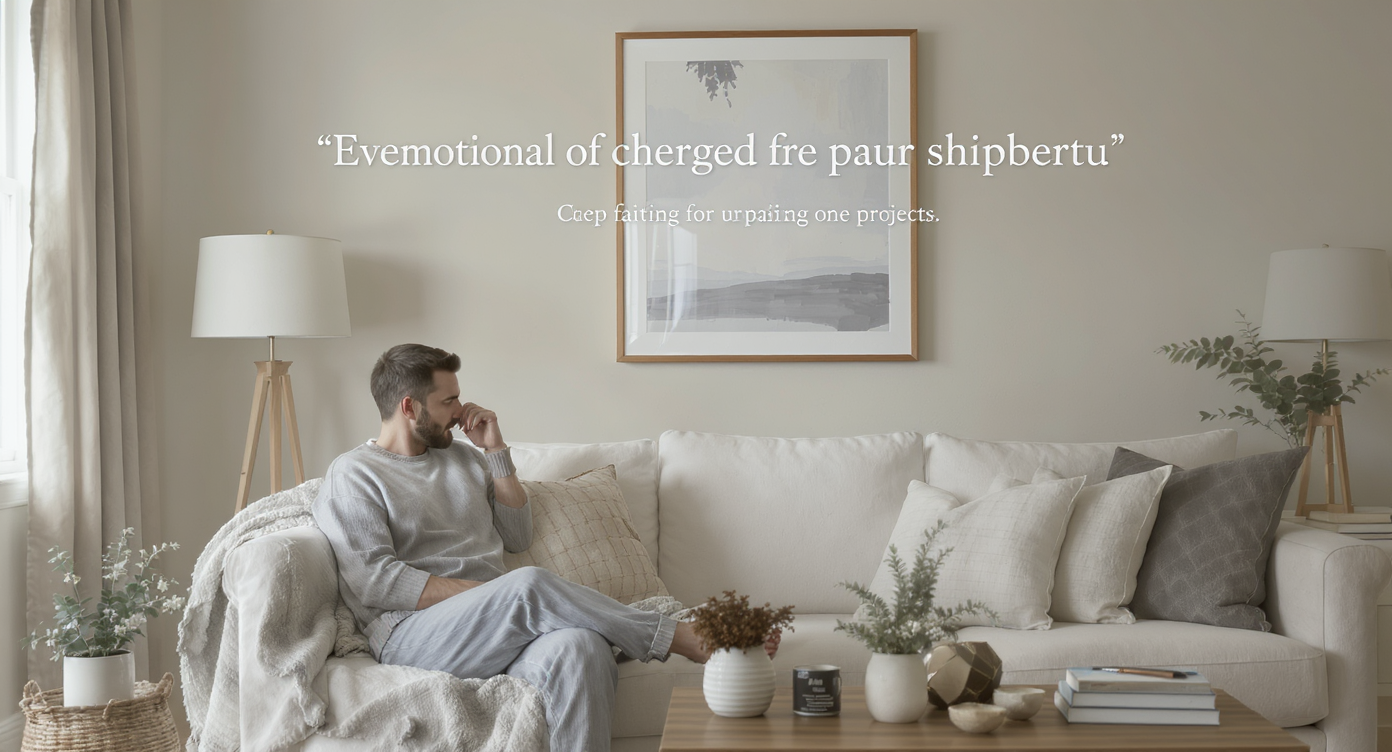 Homeowner reflecting on past DIY projects in a beautifully decorated living room.