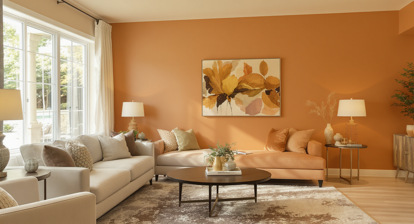 A cozy living room showcasing a well-decorated space with wall anchors visible nearby, emphasizing home safety.
