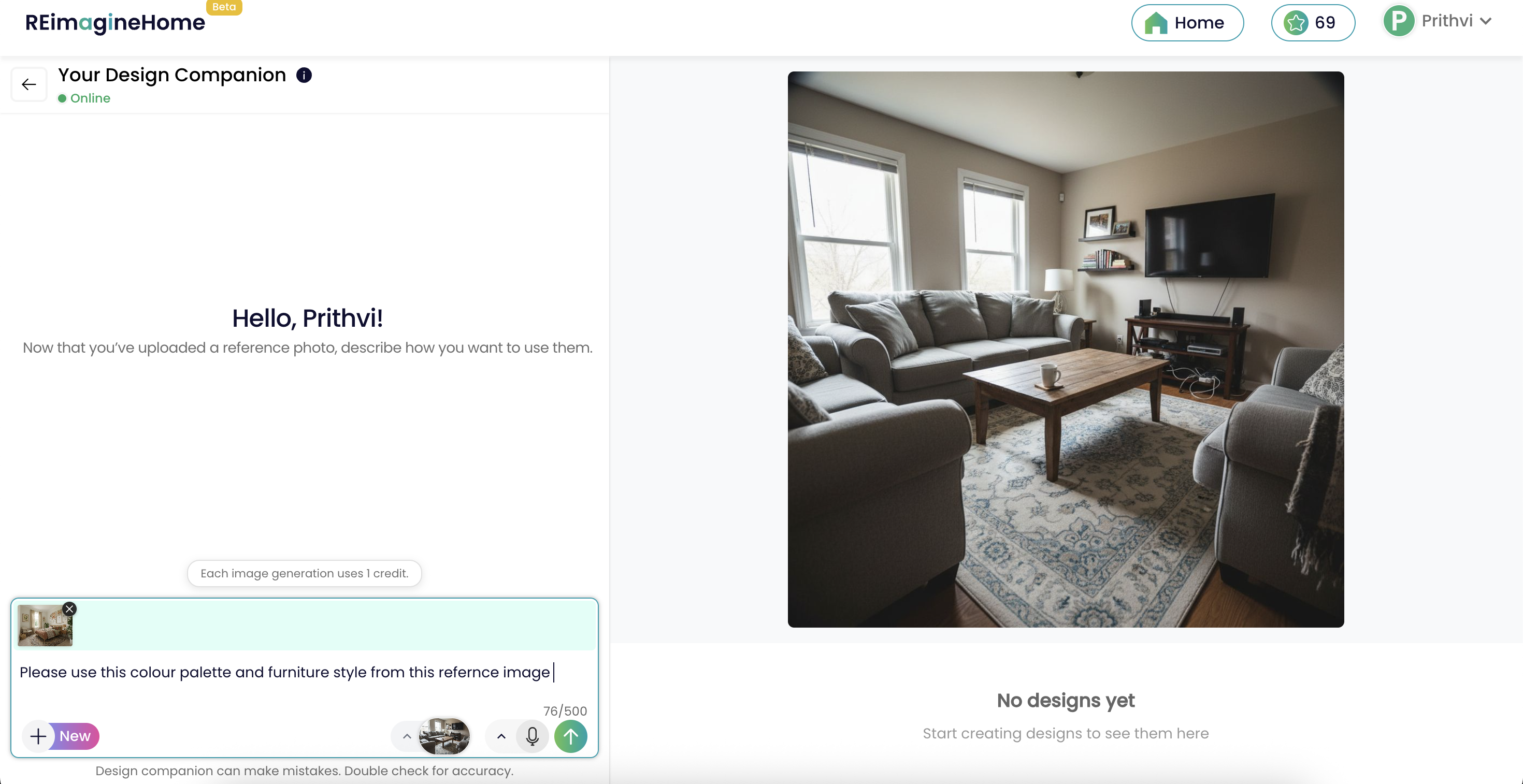 An interior designer discussing design strategies with reference photos and a stylish room model on a tablet.