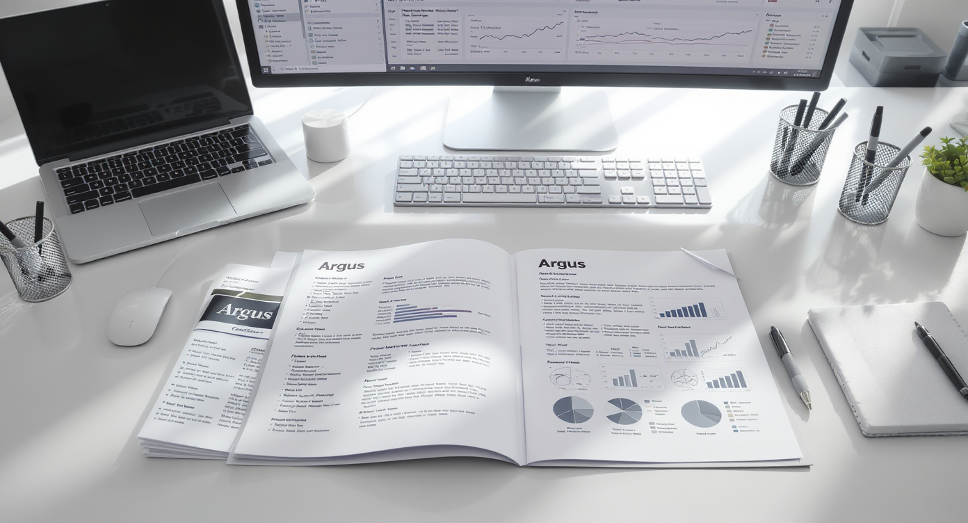 Two folders with contrasting resumes—a property-focused one with Argus certificate, and an engineering-focused one with Argus analysis—on a recruiter’s desk.