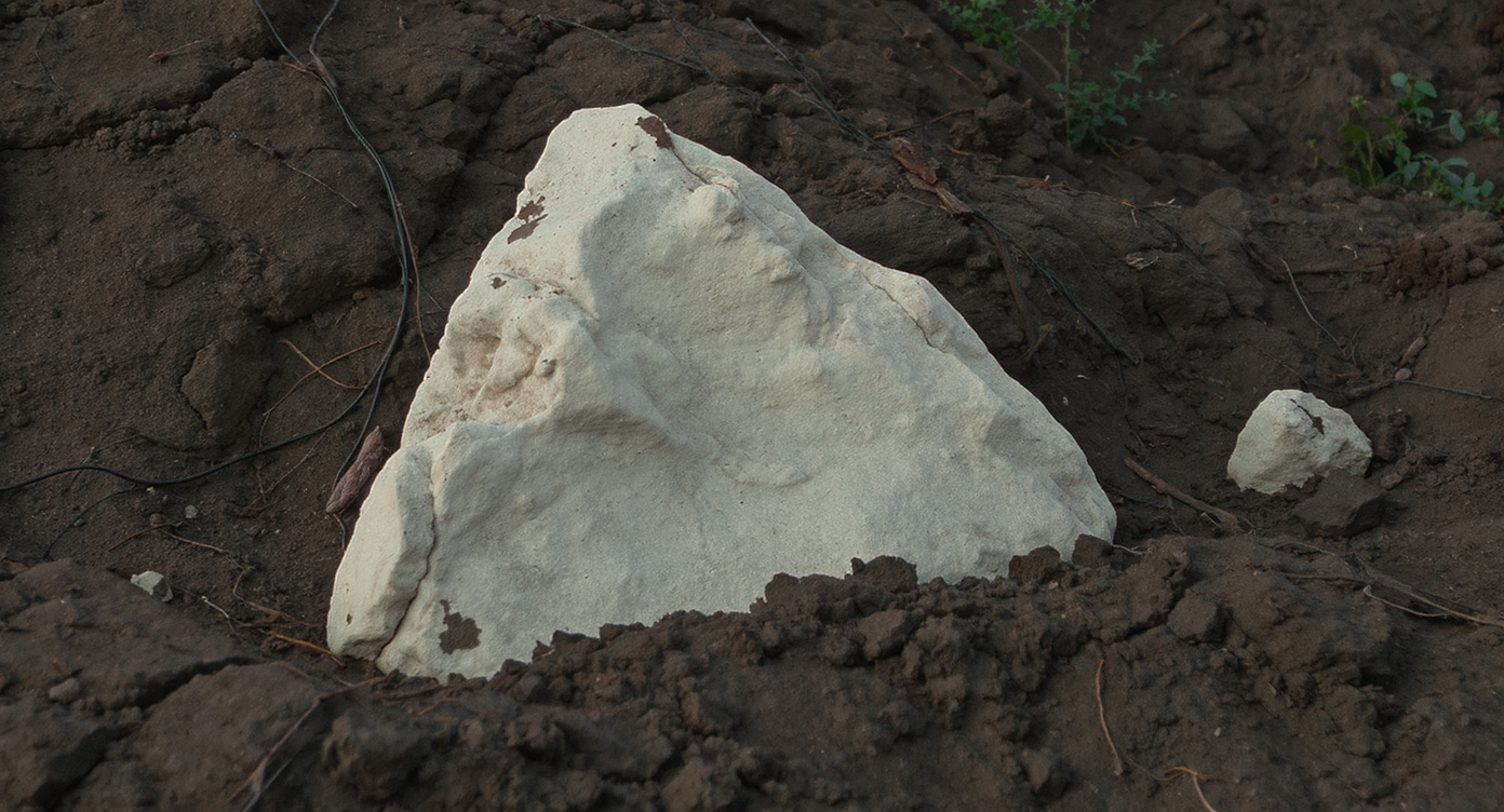 A realistic raised paver patio in warm earth tones meets a traditional brick house. Thoughtful drainage details, lush borders, and two homeowners admiring the transition highlight safe, attractive design.