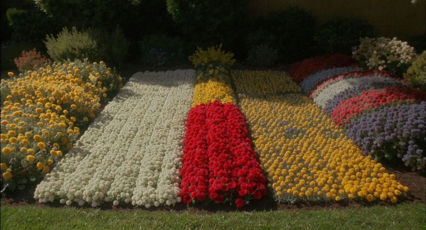 A backyard flower bed with compacted, gray soil on one side and rich, dark, freshly amended soil on the other, being worked by a gardener.