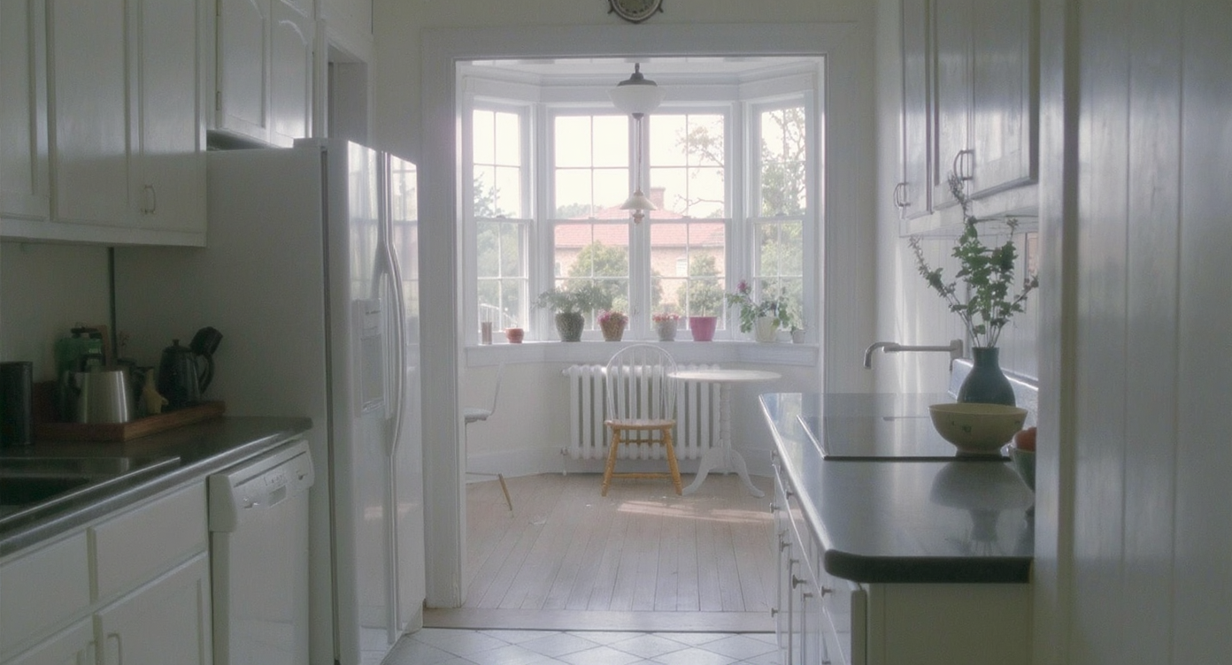 A sunlit kitchen windowsill with potted herbs and leafy greens in dark, compost-rich soil as a gardener’s hand adds organic fertilizer.
