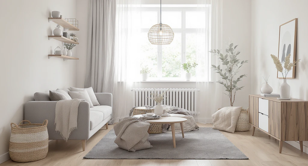 Minimalist studio apartment showcasing clutter-free decor, multifunctional furniture, open shelving kitchen ideas for studios, and under-bed storage maximizing every inch of small space.