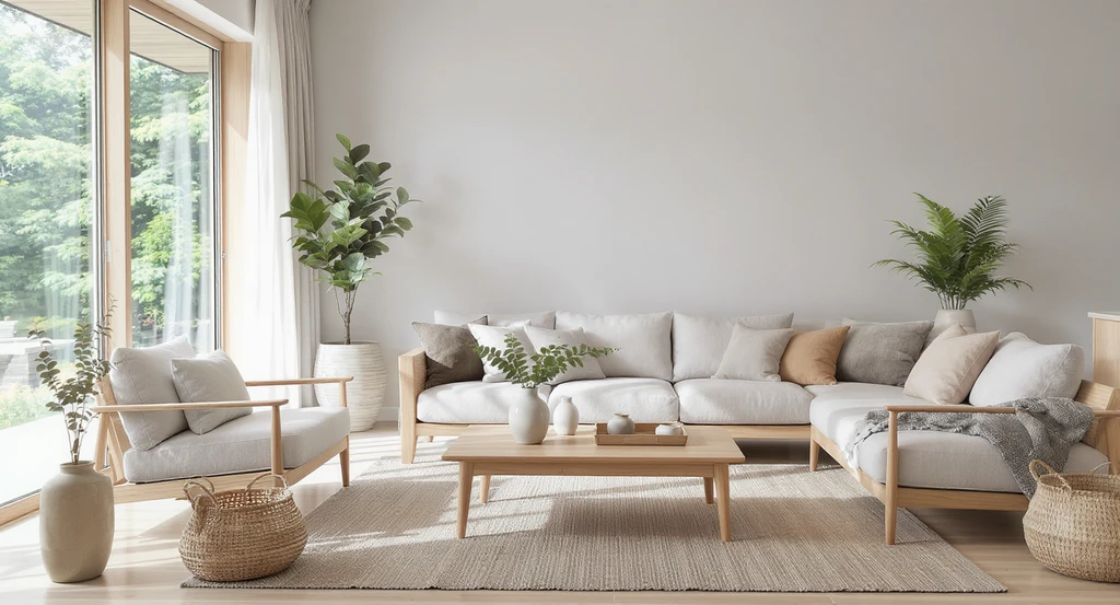 Ultra-realistic Japandi-style living room showcasing ai-powered japandi interior design ideas, serene minimalist space, best ai tools for japandi style rooms, and how to visualize japandi living rooms with ai for harmonious, inviting interiors.