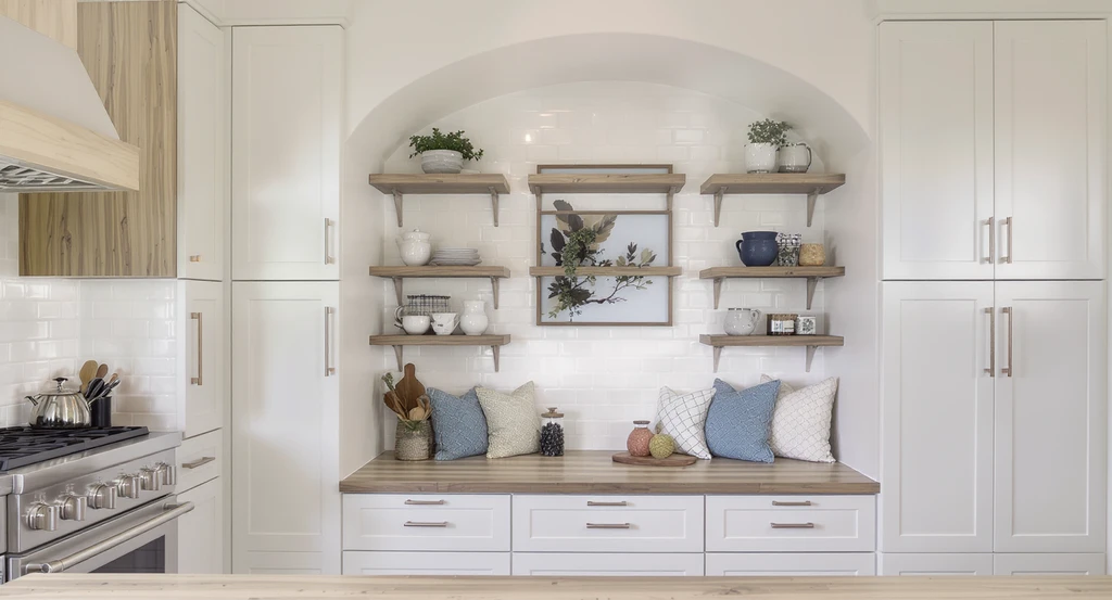 Bright kitchen showing how to transform awkward kitchen spaces with creative ideas for unused alcoves and unique ways to fill empty corners.