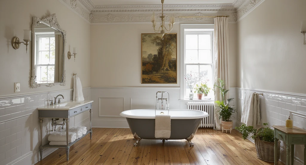 Victorian bathroom updated without regret, showing how to choose bathroom tile in a period home by balancing modern and classic design elements, avoiding renovation mistakes.