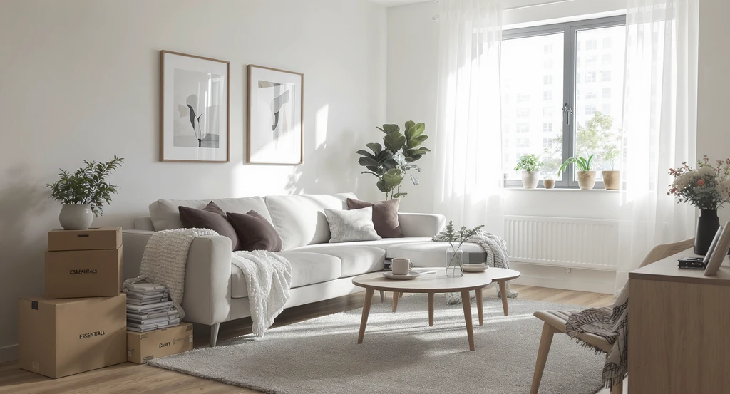 Setting up a temporary apartment after a fire with neutral rental-friendly paint colors, practical temporary living decor, and select furnishings to recreate a homelike atmosphere after displacement.