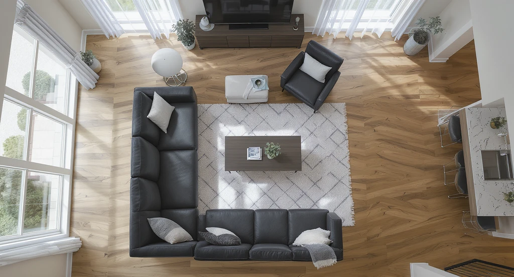 Best living room layout ideas for how to arrange furniture in living room showing unobstructed 36-inch walkways, ideal for living room design for small spaces.