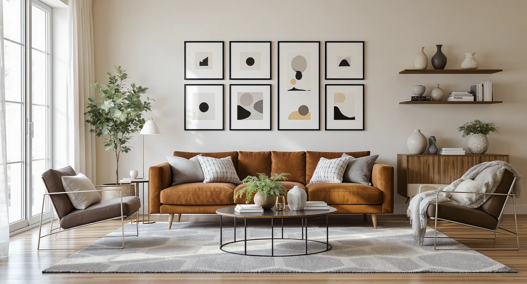 Contemporary living room showing ai interior design style quiz results with balanced furniture proportions, natural light, and strategic placement, demonstrating how to identify my decor style with ai and virtual ai home design visualization tools for combining interior design styles using ai.