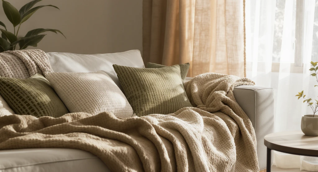 Image for 6. Textiles as Earthy Bridges: Throws, Pillows, Curtains