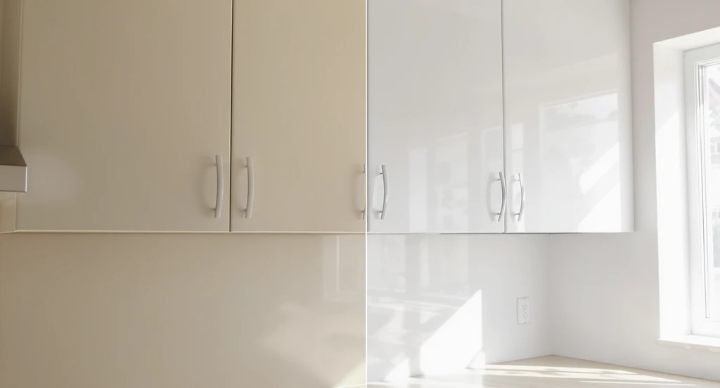 Modern kitchen with cabinets under both natural daylight and artificial light, showing how lighting affects painted cabinet color and finish for how to decide whether to paint kitchen cabinets and kitchen cabinet paint regret prevention tips.