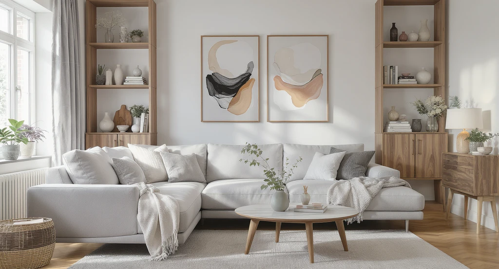 Photorealistic living room showing common AI home design mistakes to avoid, including poor room layout and impractical furniture placement, highlighting ways to fix poor flow with AI interior design tips and virtual staging solutions.