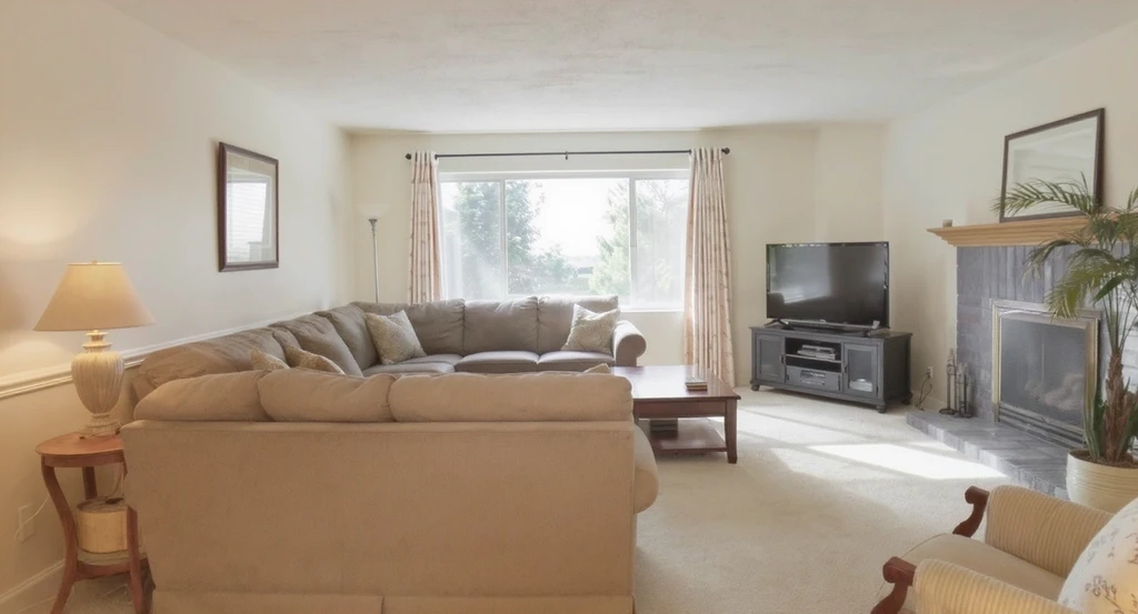 A family room displaying sectional vs two sofas layouts: fixed L-shaped sectional on one side and two sofas across from each other, showing how to choose sofa layout and best seating arrangement for families with clear walkways, helping decide if a sectional fits.