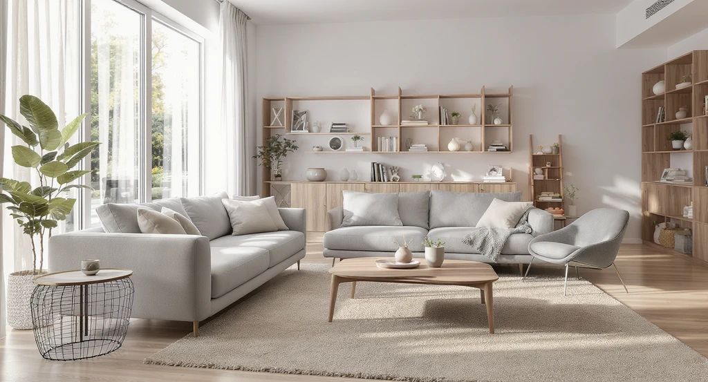 Open family room layout with two sofas facing each other, angled for flexibility and improved flow—showing best seating arrangement for families. Sectional vs two sofas family room, how to choose sofa layout, will a sectional fit my space.