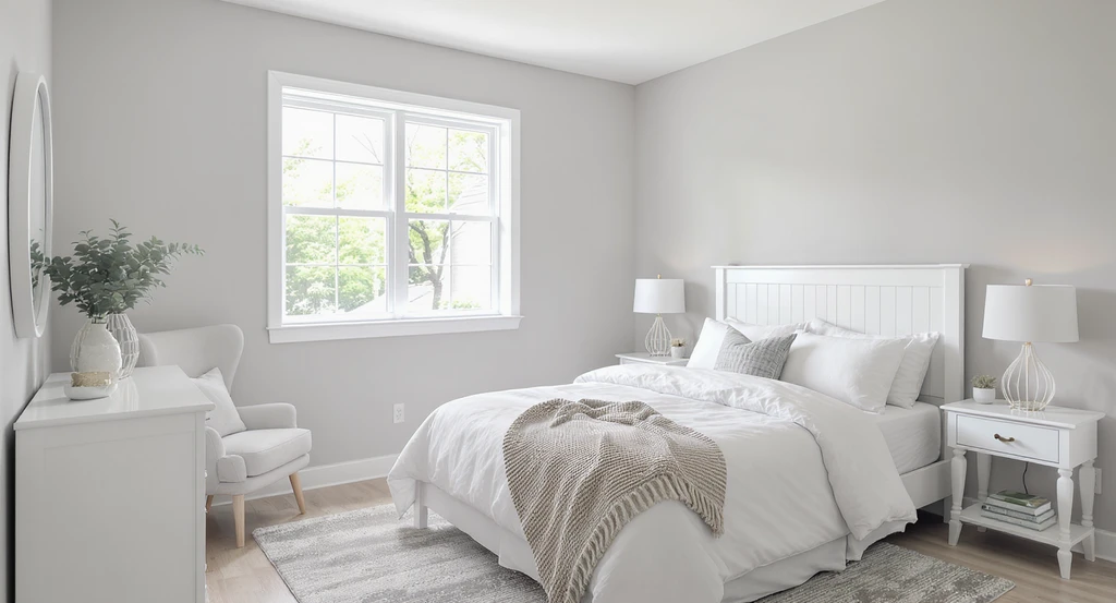 AI home design visualizes a modern farmhouse bedroom with real products, showing how to use ai tools for room makeovers, staging, and shopping customization.