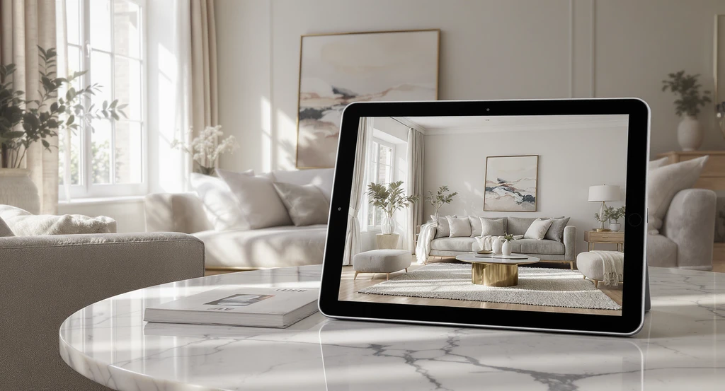 Modern living room recreated by ai interior design using reference images, showing best practices for ai room visualization tools and visual workflows.
