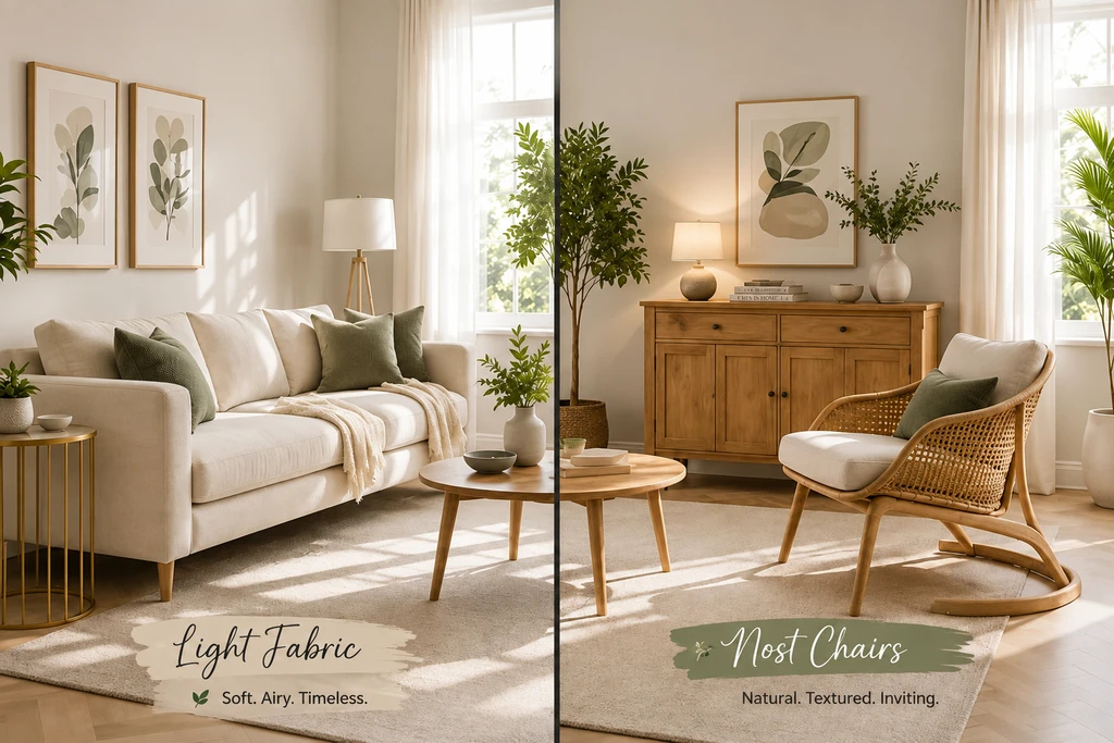 Modern living room using an ai-powered room visualization tool for homes, showing how to visualize furniture swaps and compare shoppable decor with ai.