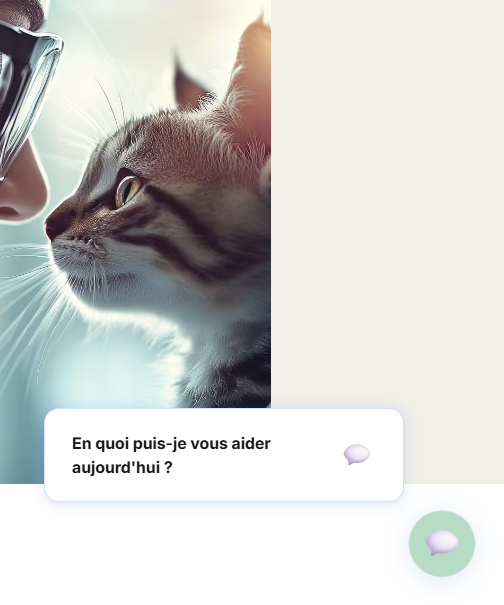 Cette image illustre l'interaction entre un vétérinaire et un chat, mettant en avant l'importance de l'intelligence artificielle et de l'automatisation dans le domaine vétérinaire pour améliorer les soins aux animaux.