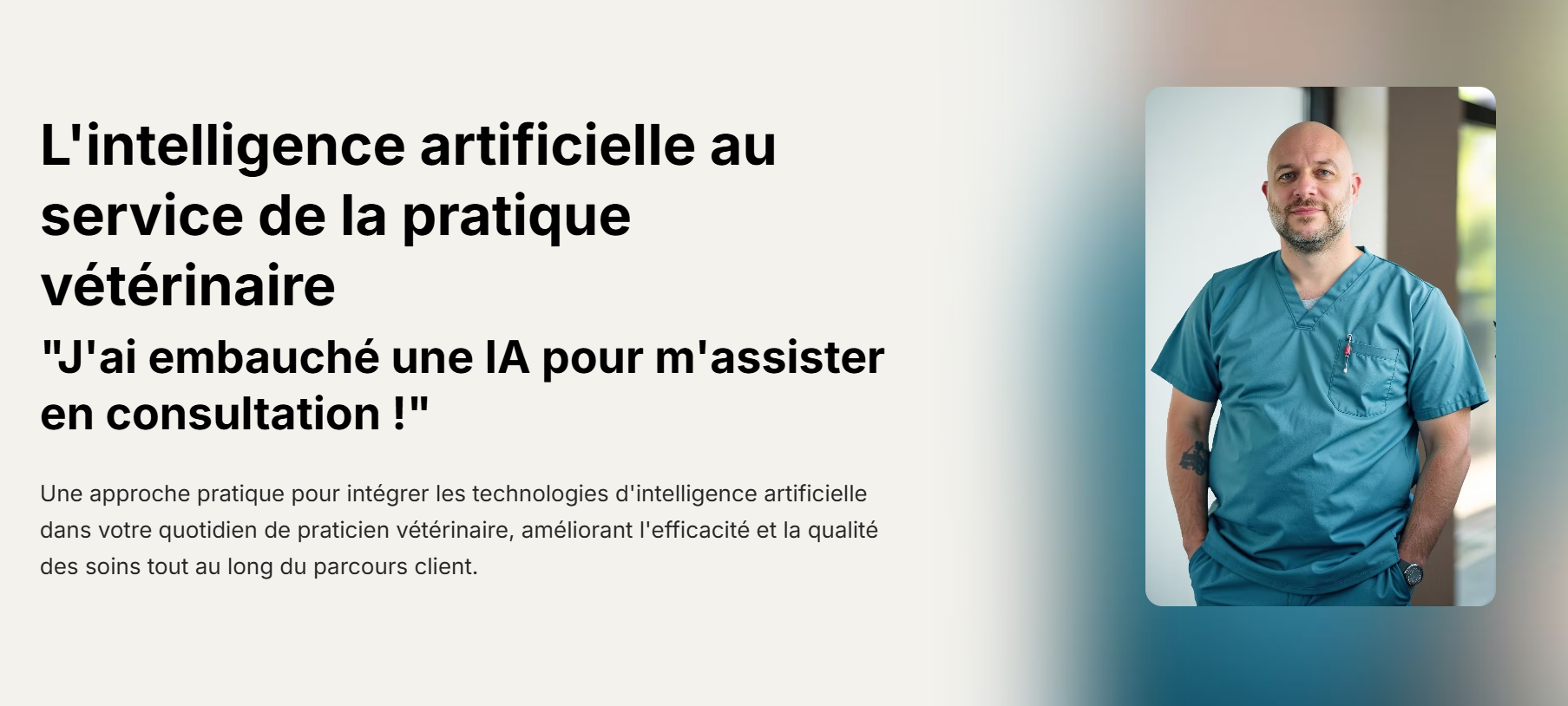 Cette image met en avant l'intégration de l'intelligence artificielle dans la pratique vétérinaire, soulignant son rôle dans l'automatisation et l'amélioration de l'efficacité lors des consultations.