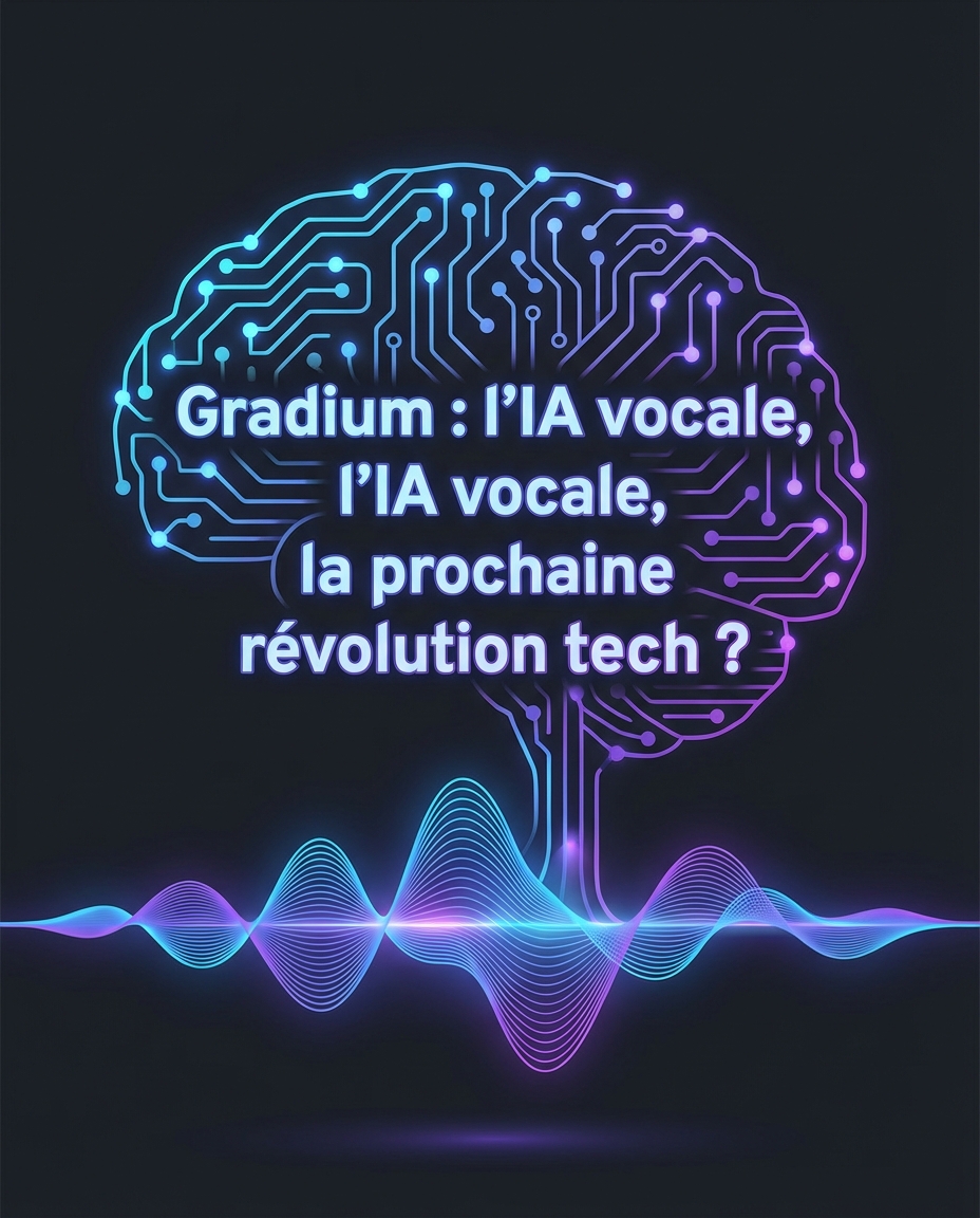 L'image évoque les avancées en intelligence artificielle et en automatisation, posant la question de savoir si l'IA vocale sera la prochaine révolution technologique, potentiellement utile même dans le domaine vétérinaire.