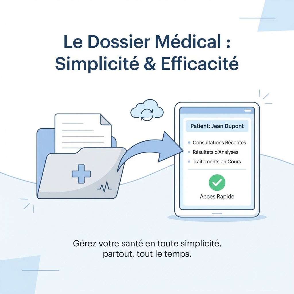 L'image illustre comment l'intelligence artificielle et l'automatisation facilitent la gestion des dossiers médicaux vétérinaires, permettant un accès rapide aux consultations et traitements des patients.