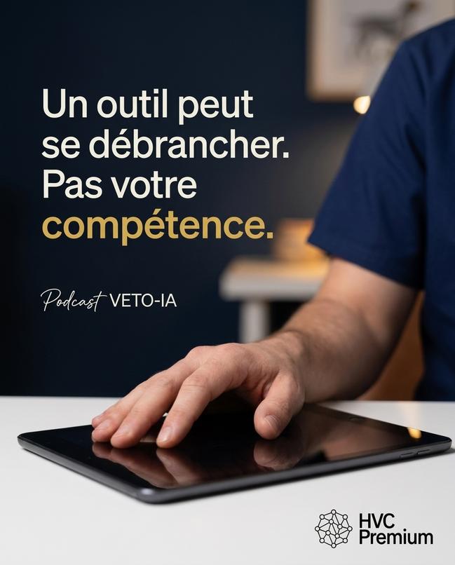 L'image met en avant l'importance de l'intelligence artificielle et de l'automatisation dans le domaine vétérinaire, tout en soulignant que la compétence humaine est irremplaçable malgré les outils technologiques.