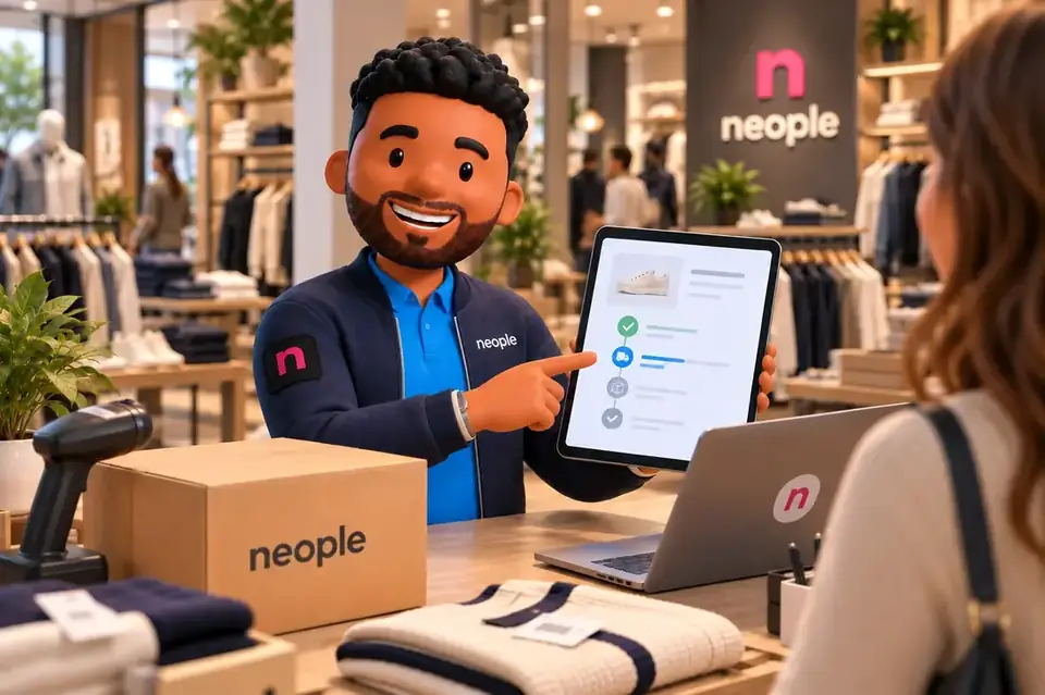 Neople character in a store
