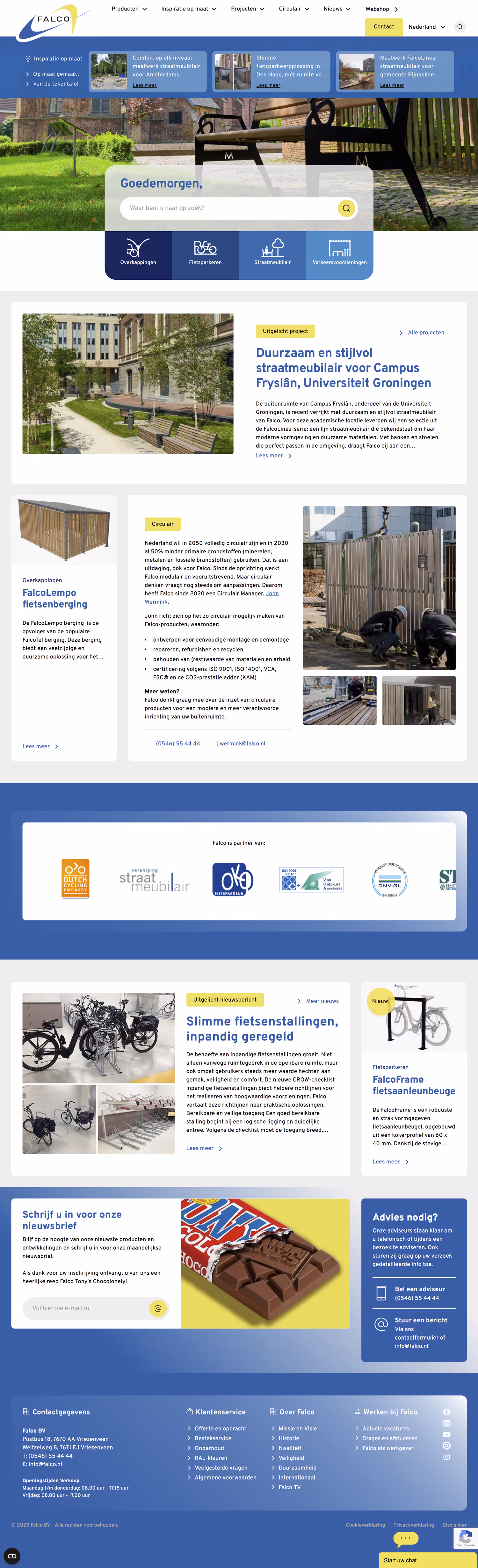 Detail van de website van Falco Buitenleven